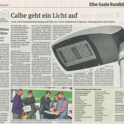 Bild vergrößern: Schnebecker Volksstimme zur LED Umstellung 1. BA in Calbe (Saale)